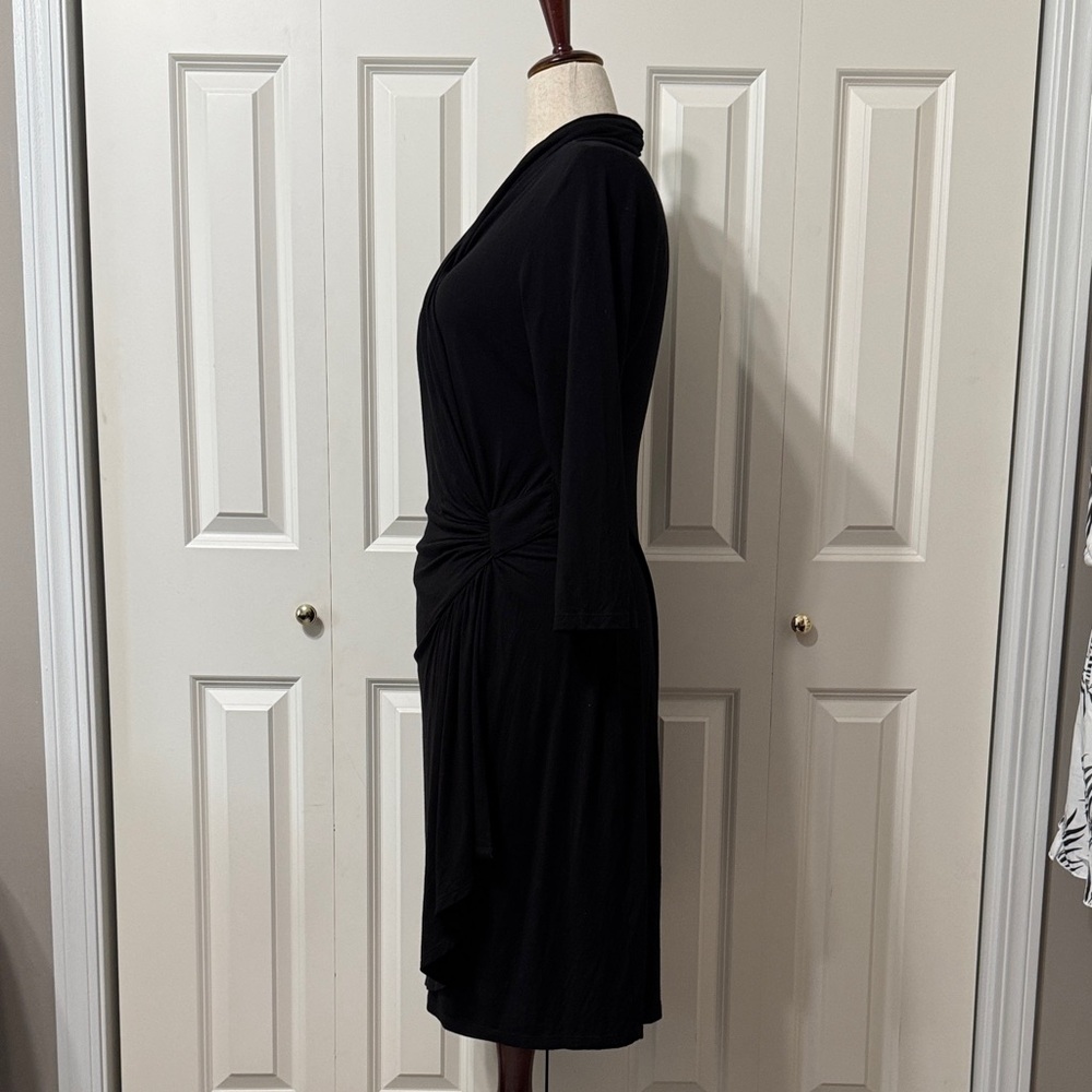 Karen Kane NWOT❤️Black Faux Wrap Ruched Dress made from soft jersey knit. - Picture 5 of 12